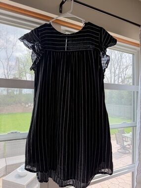 World Market Black Striped Dress | Flutter Sleeve | Lined w/ Pockets | S/M